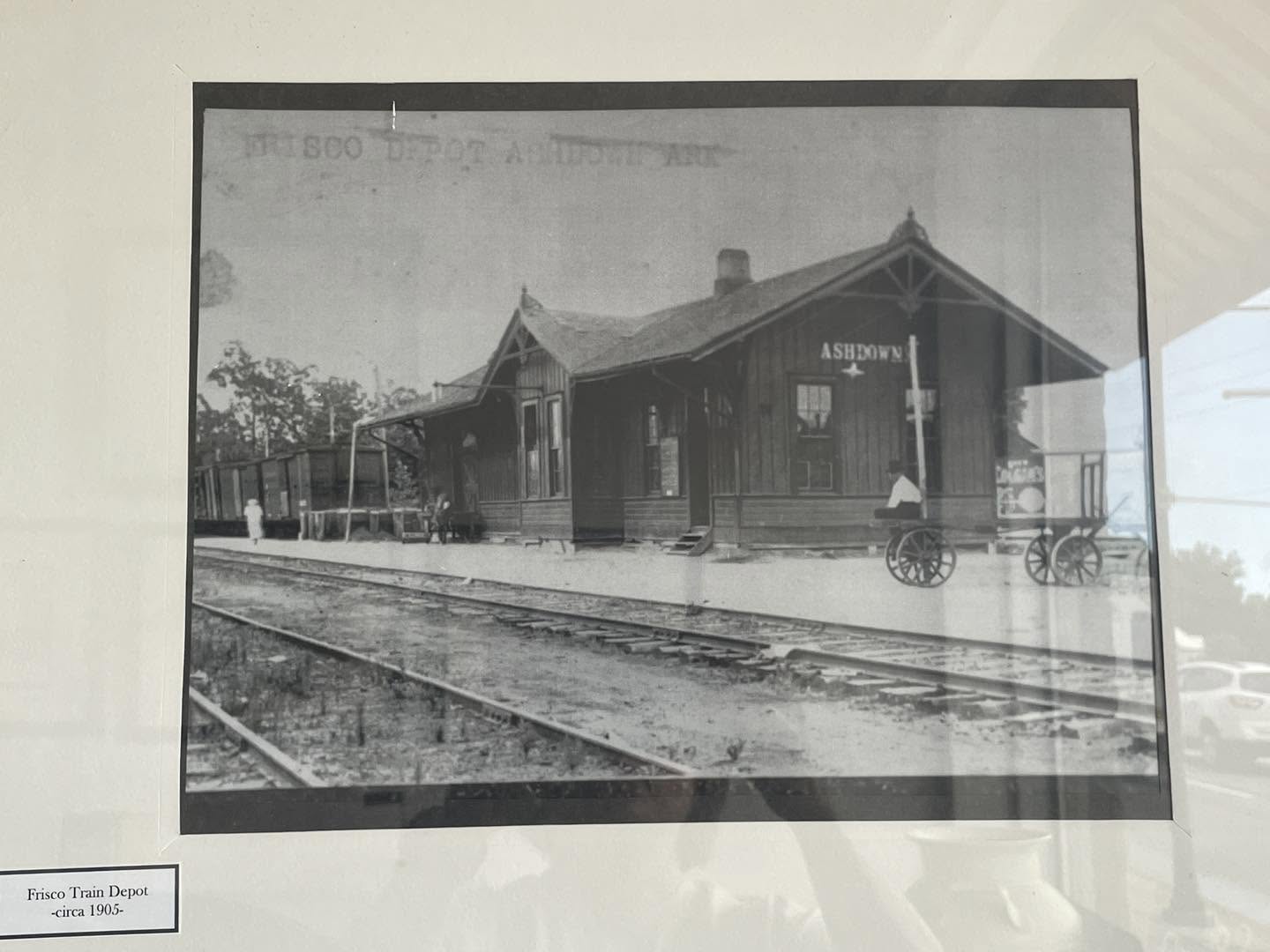 Authentic historical photograph of the Ashdown Frisco train depot